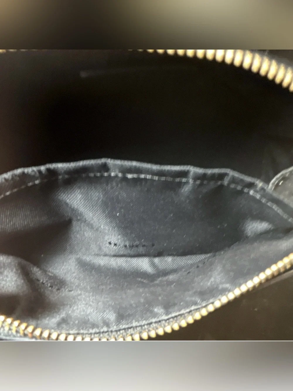Coach Black Leather Zipper Cosmetic Pouch with Gold Hardware